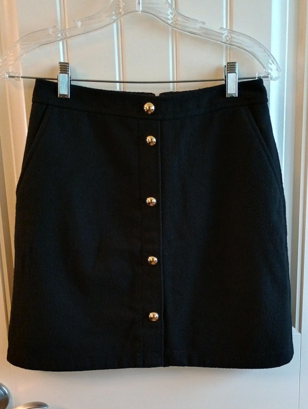 NWT LOFT Black Mini Skirt with Gold Buttons